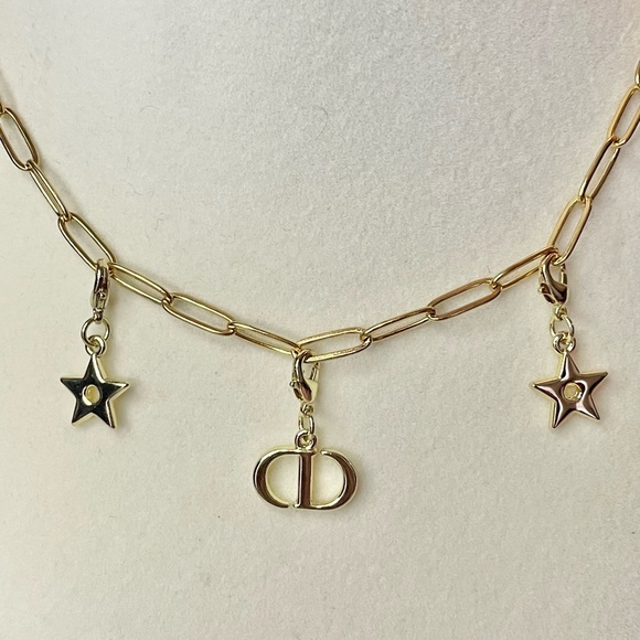 Upcycled Gold Charms Paper Clip Chain Choker Necklace - Picture 3 of 5